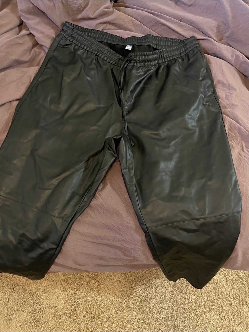 Old Navy Black Faux Leather Joggers